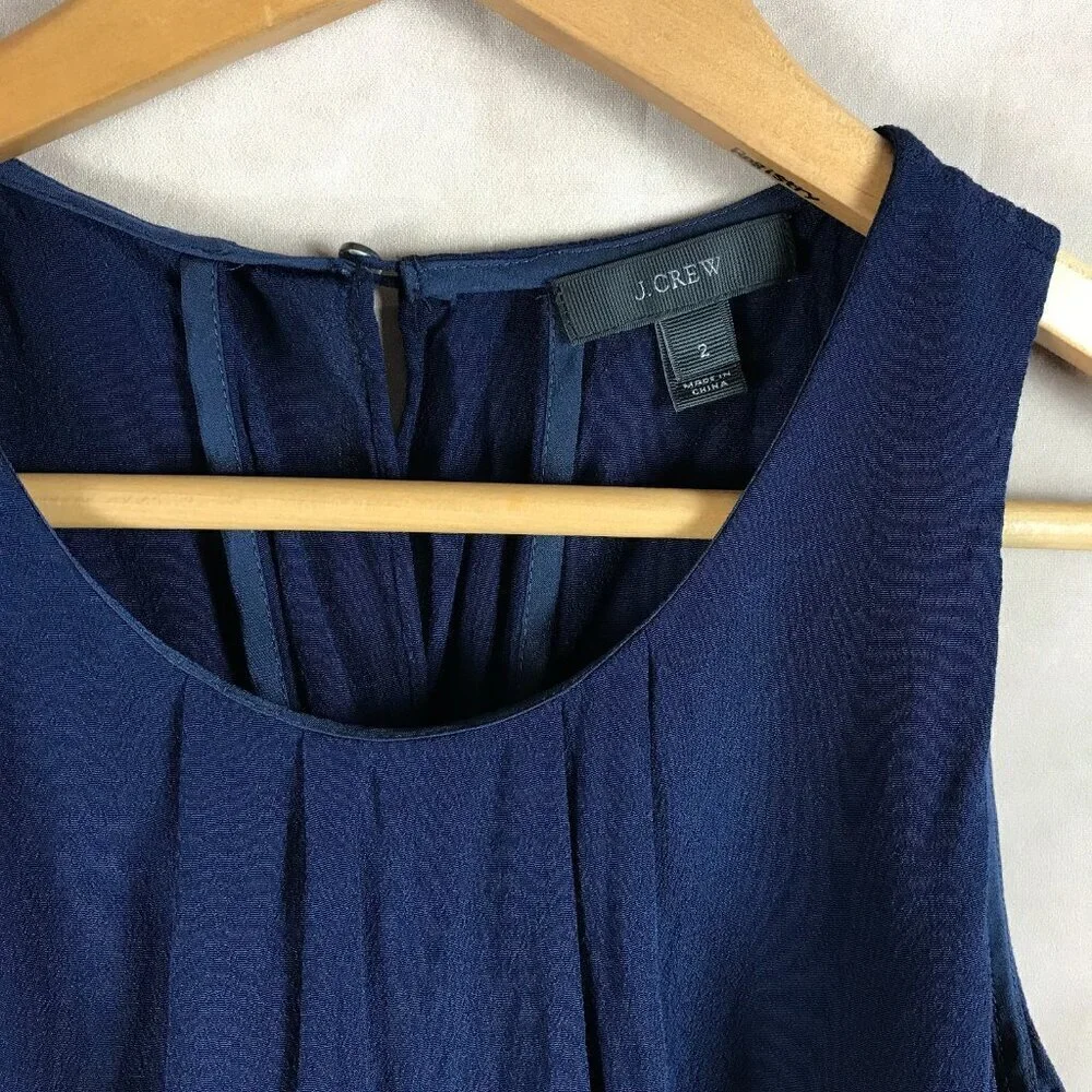 J.CREW Navy Layered Look Viscose Crepe Tank Size 2